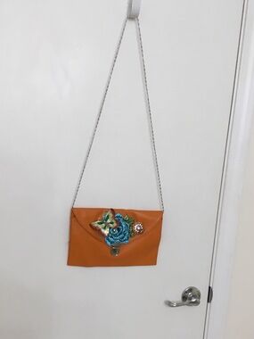 Iris Lane Vintage Faux Leather Jeweled Envelope Handbag